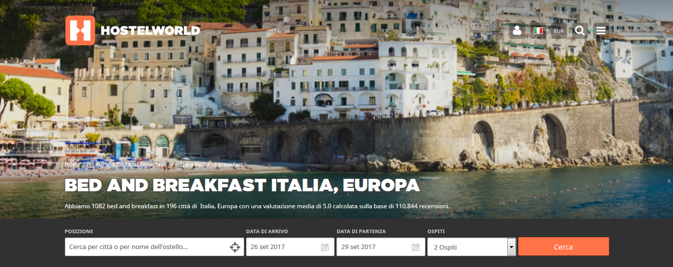 Fai clic e trova Bed and Breakfast (B&B), ostelli e campeggi in Italia e nel resto del mondo